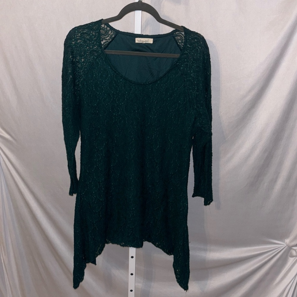 indigo soul Teal Lace Tunic Top